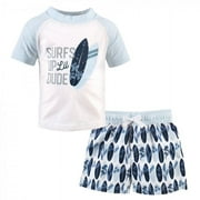 Hudson Baby Toddler Boy Swim Rashguard Set, Surfs Up, 2 Toddler